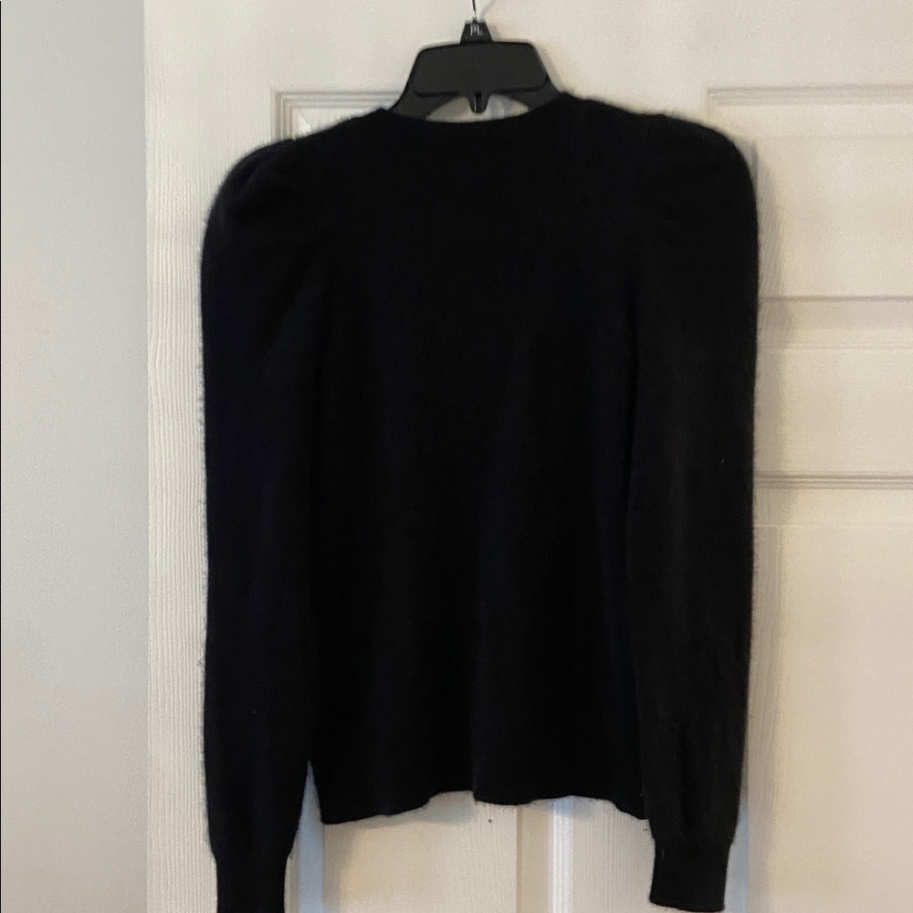 Garnet Hill Classic Black V-Neck Sweater 100% Cashmere length 21” bust 30” - Picture 5 of 8